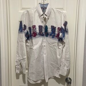 Vintage Cowboys Turtle mens shirt Boot  Tack print